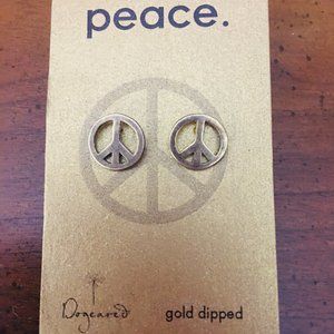 Dogeared sterling silver/vermeil peace earrings